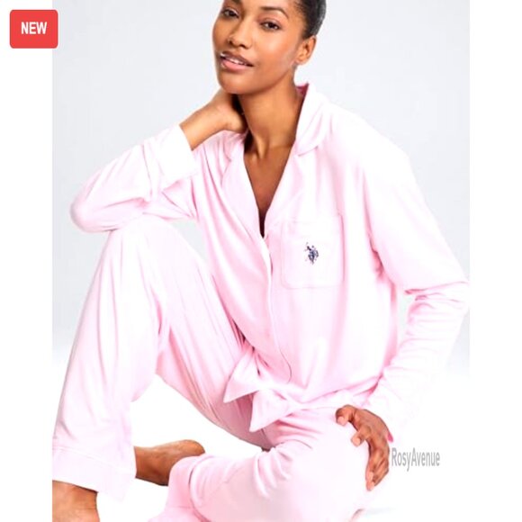 Women's Long Sleeve Button-Up Pajama Set with Pants, Soft Lounge Wear - Picture 3 of 8